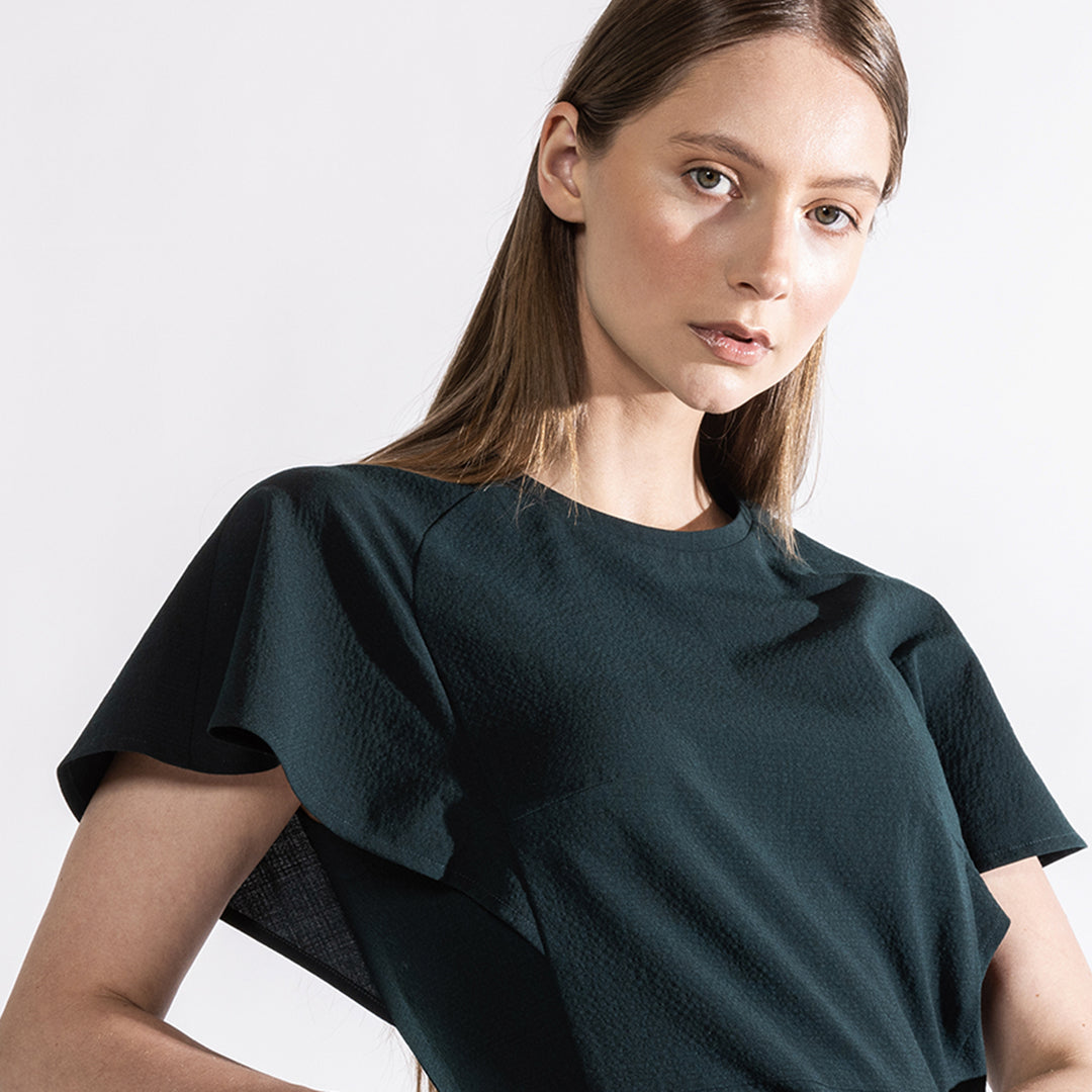 SEERSUCKER WOOL BLEND DRESS - CLEARANCE