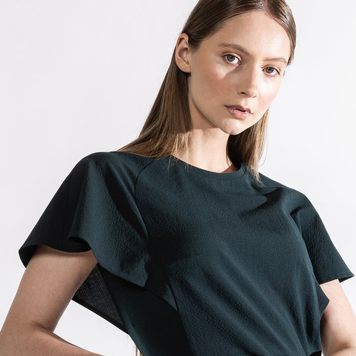 SEERSUCKER WOOL BLEND DRESS - CLEARANCE