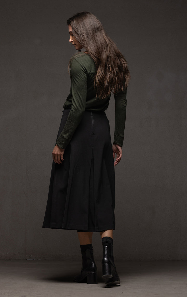 WOOL BLEND BOX PLEAT SKIRT
