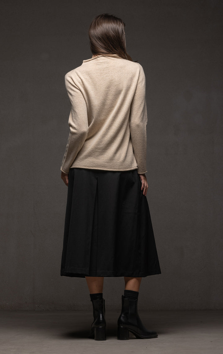WOOL BLEND BOX PLEAT SKIRT