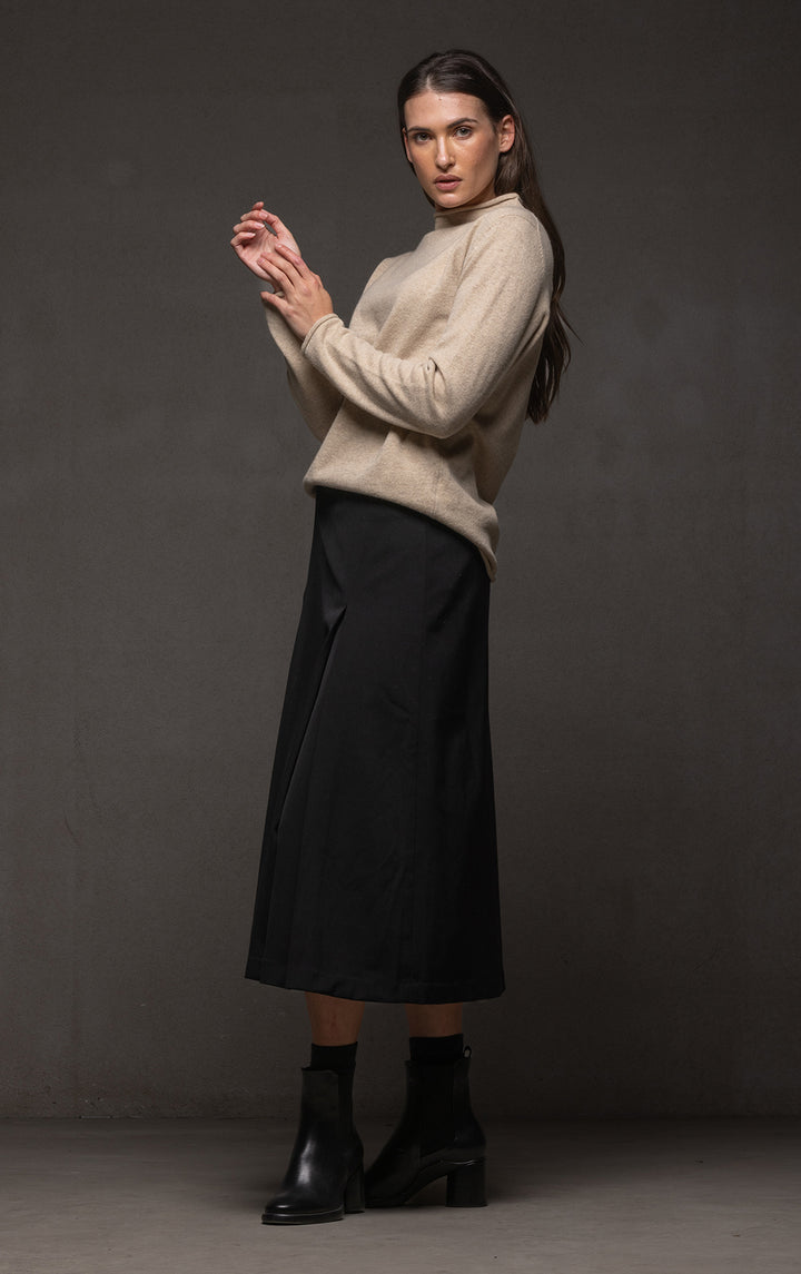 WOOL BLEND BOX PLEAT SKIRT