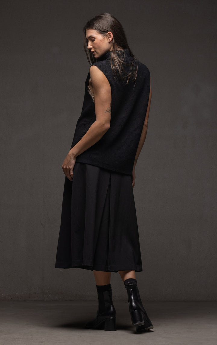 WOOL BLEND BOX PLEAT SKIRT