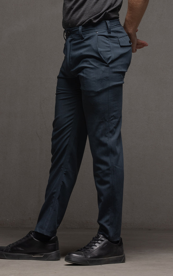 WOOL BLEND SLIM LEG TROUSER