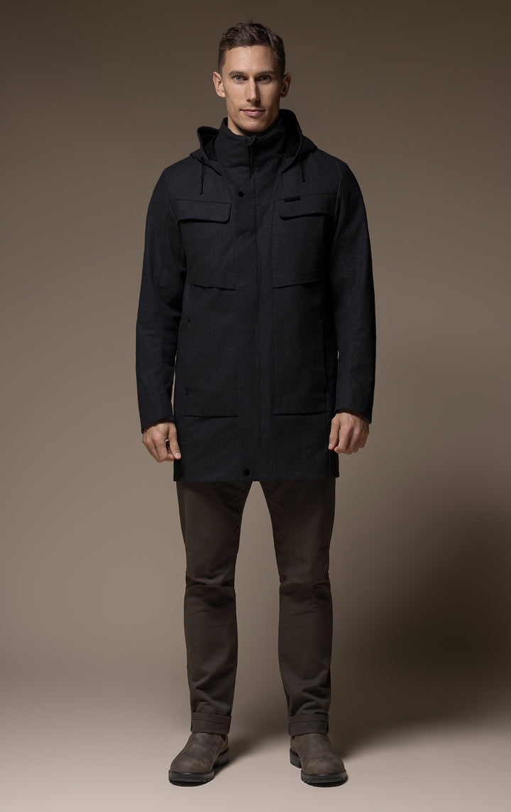 LAMINATED WOOL PARKA