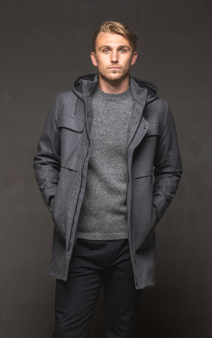 LAMINATED WOOL PARKA - CLEARANCE