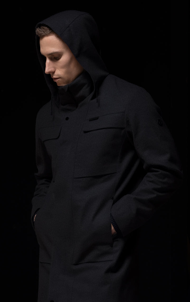 LAMINATED WOOL PARKA