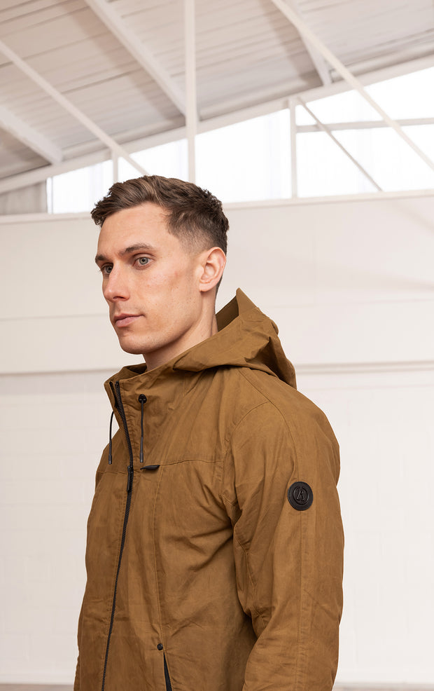 WAXED COTTON HOODED JACKET