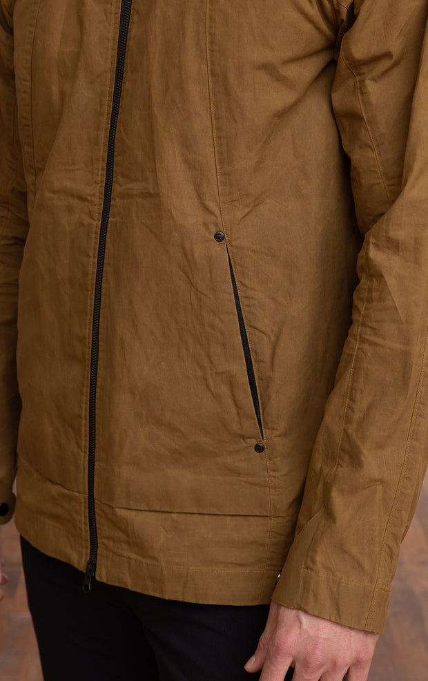 WAXED COTTON HOODED JACKET