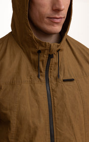 WAXED COTTON HOODED JACKET