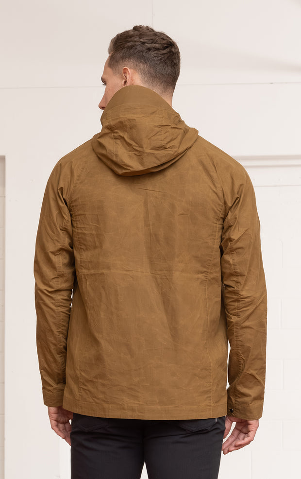 WAXED COTTON HOODED JACKET