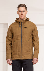 WAXED COTTON HOODED JACKET