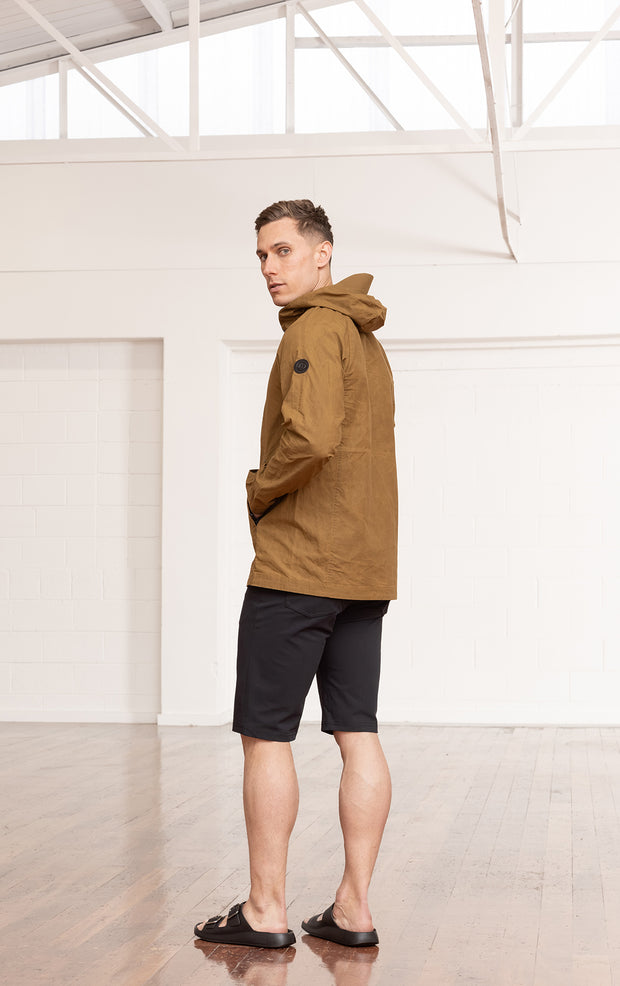 WAXED COTTON HOODED JACKET