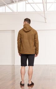 WAXED COTTON HOODED JACKET