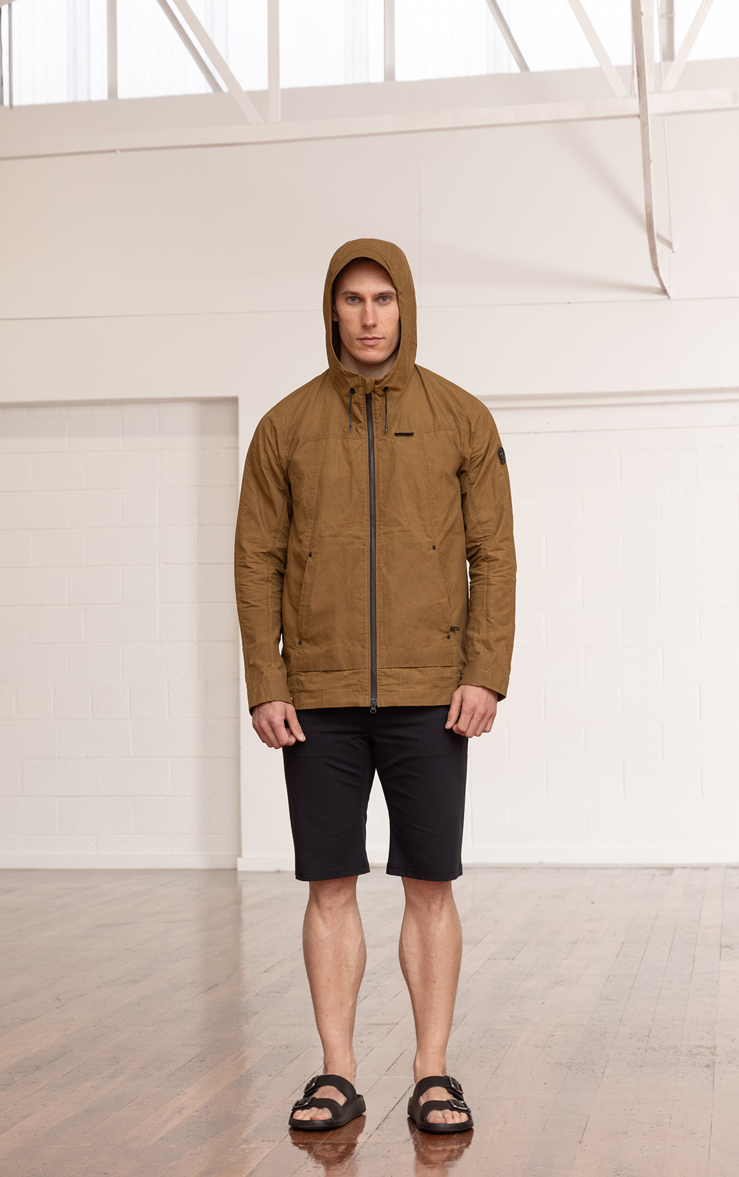 WAXED COTTON HOODED JACKET