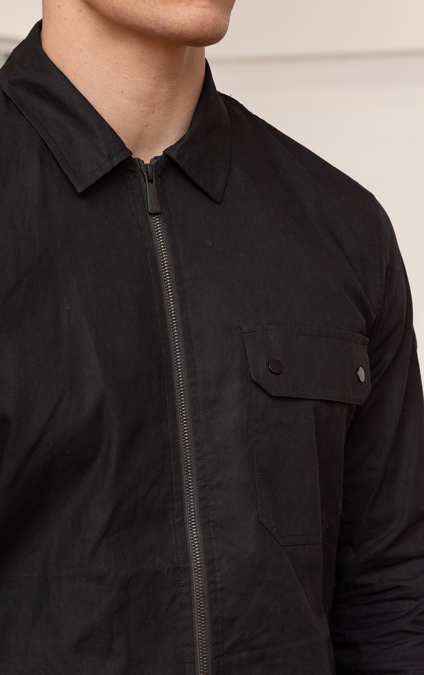 WAXED COTTON ZIP SHACKET