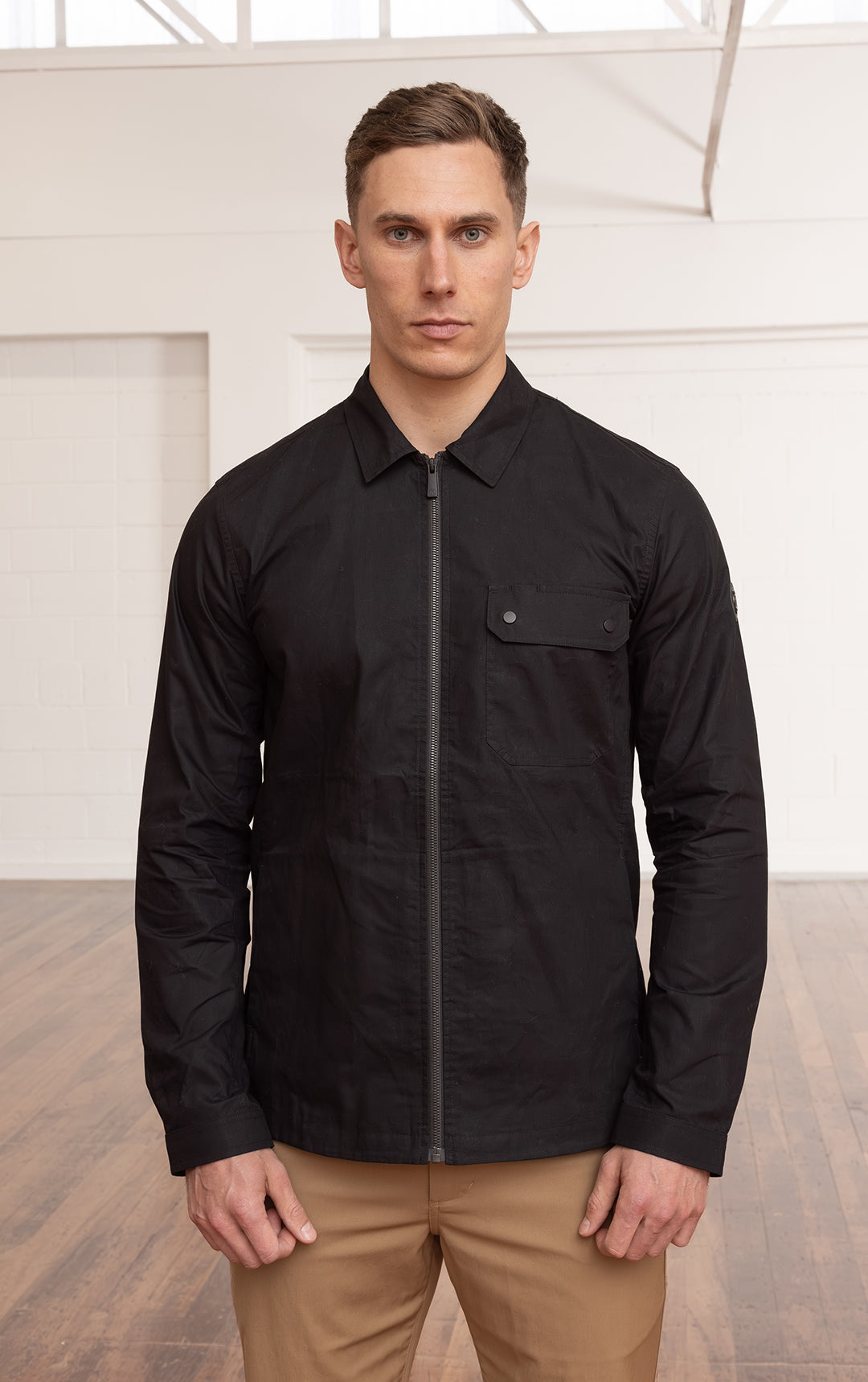 WAXED COTTON ZIP SHACKET