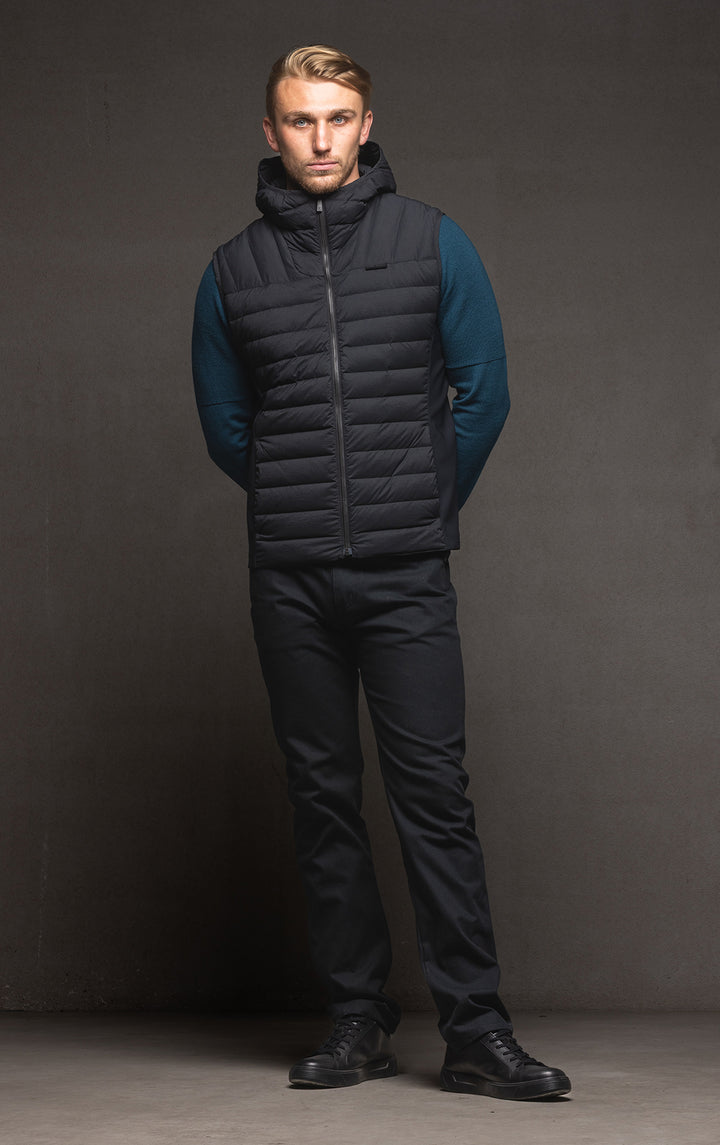 HYBRID HOODED DOWN VEST - CLEARANCE