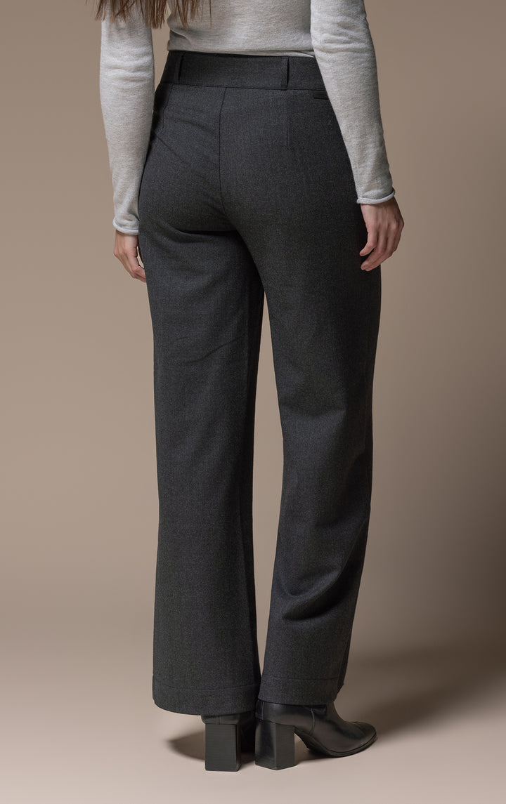 WOOL FLANNEL WIDE LEG TROUSER