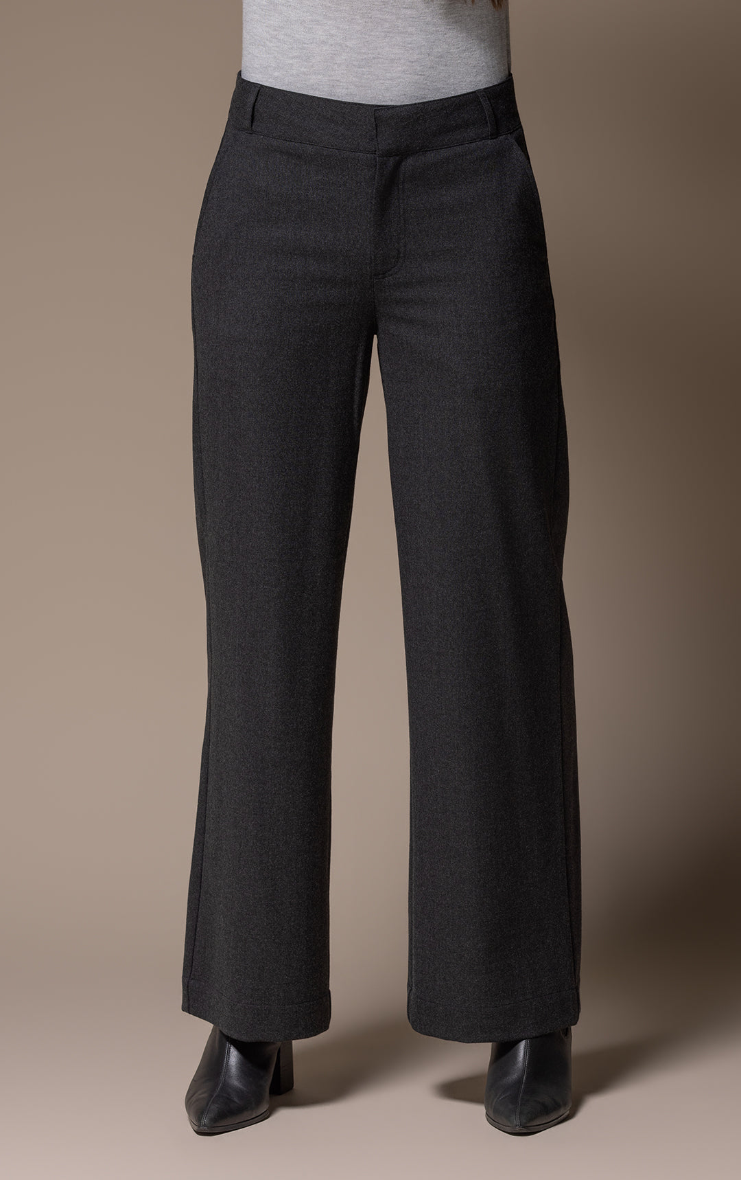 WOOL FLANNEL WIDE LEG TROUSER