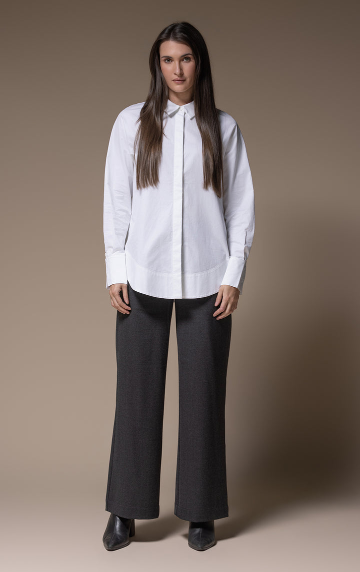 WOOL FLANNEL WIDE LEG TROUSER