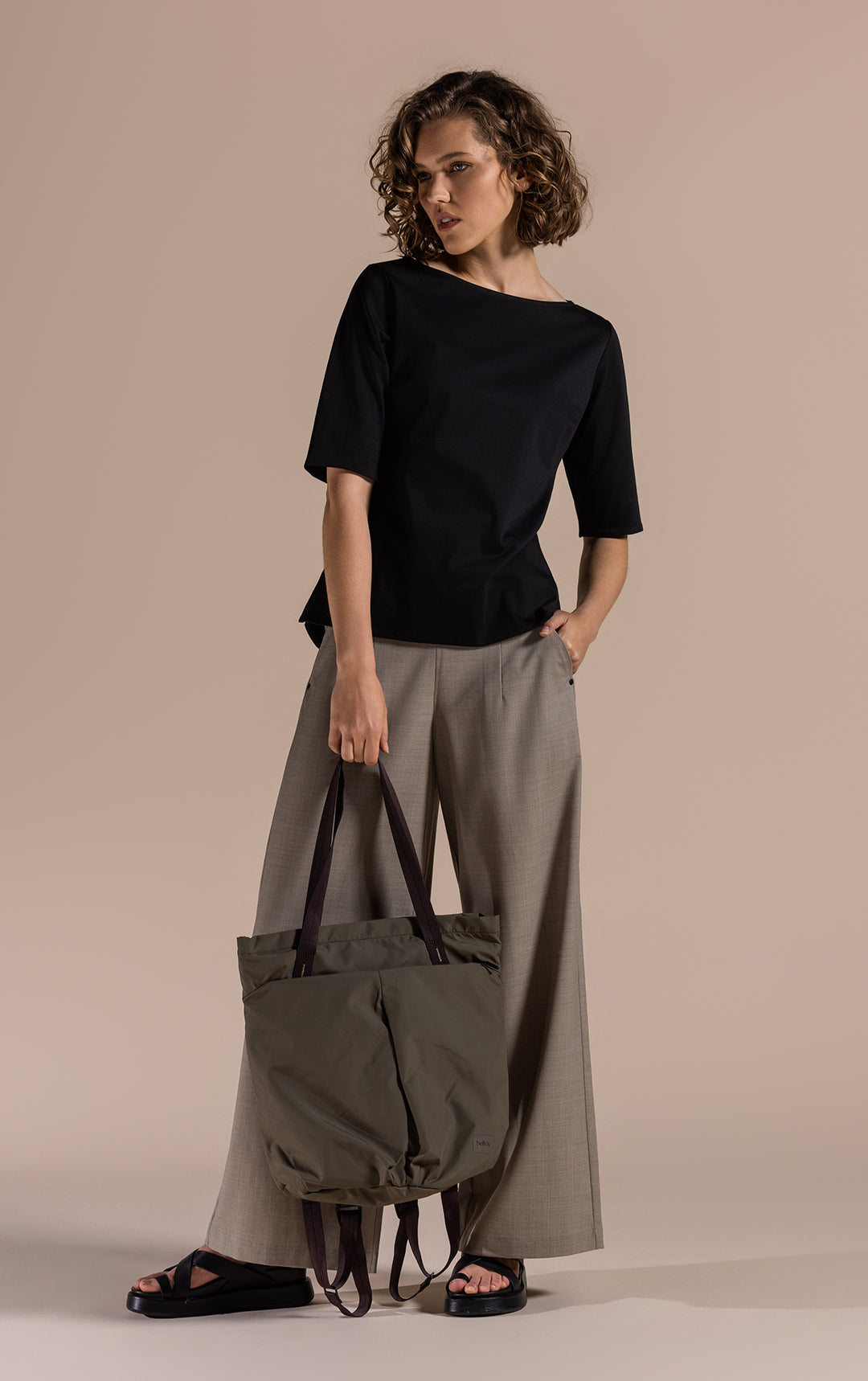 LIGHTWEIGHT WOOL BLEND WIDE LEG PANT