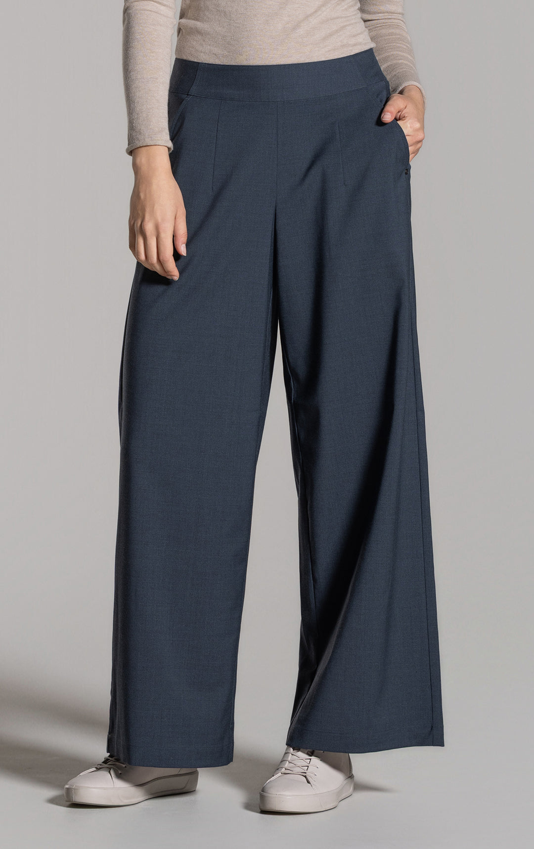 LIGHTWEIGHT WOOL BLEND WIDE LEG PANT