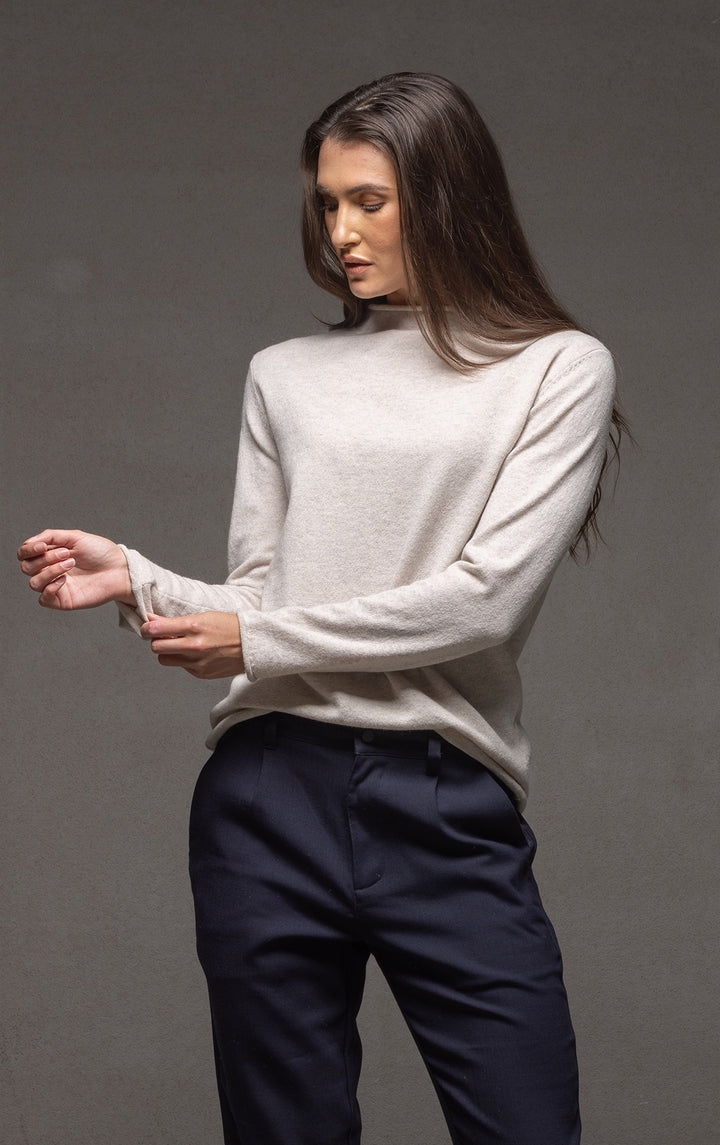 12GG BRUSHED MERINO FUNNEL NECK PULLOVER
