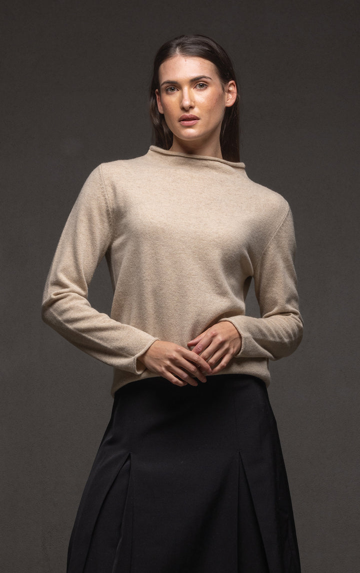 12GG BRUSHED MERINO FUNNEL NECK PULLOVER