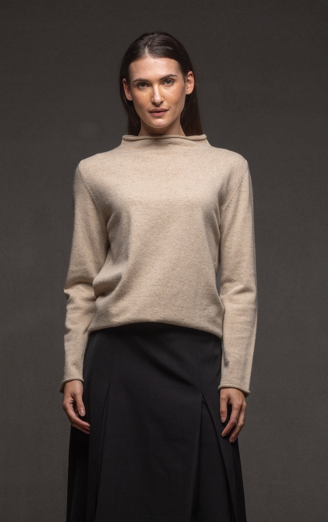12GG BRUSHED MERINO FUNNEL NECK PULLOVER