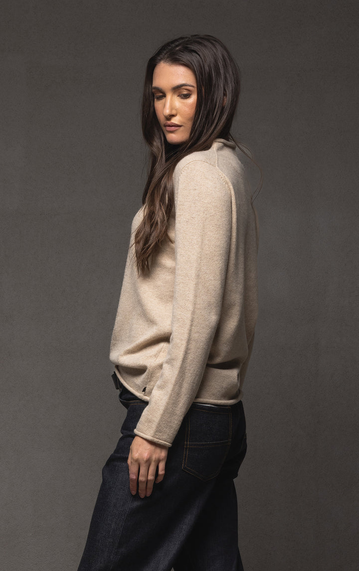 12GG BRUSHED MERINO FUNNEL NECK PULLOVER
