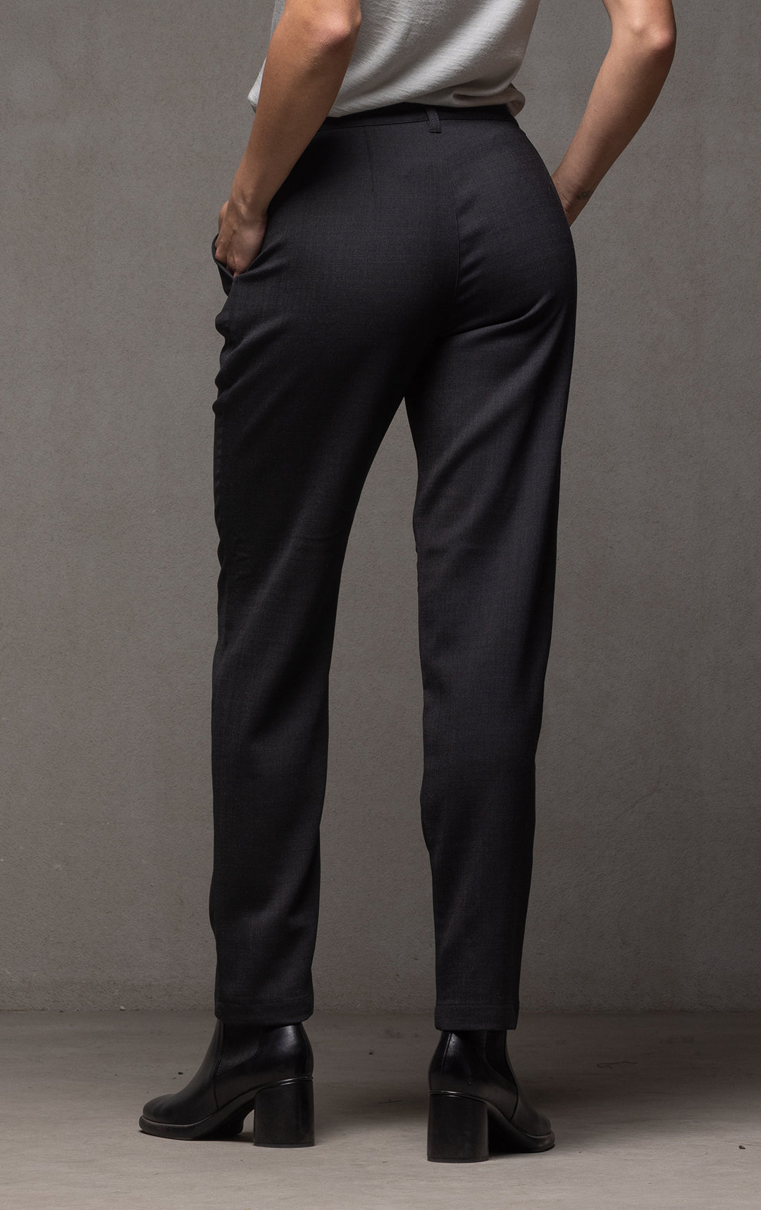 WOOL BLEND STRAIGHT LEG TROUSER