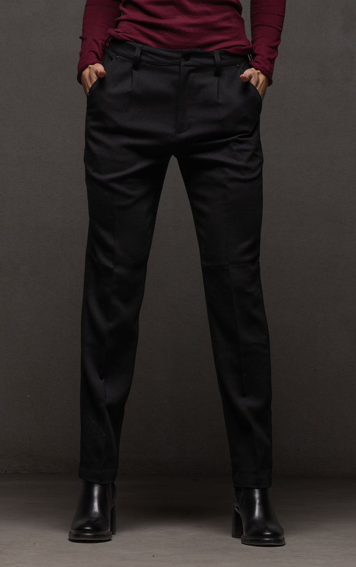 WOOL BLEND STRAIGHT LEG TROUSER
