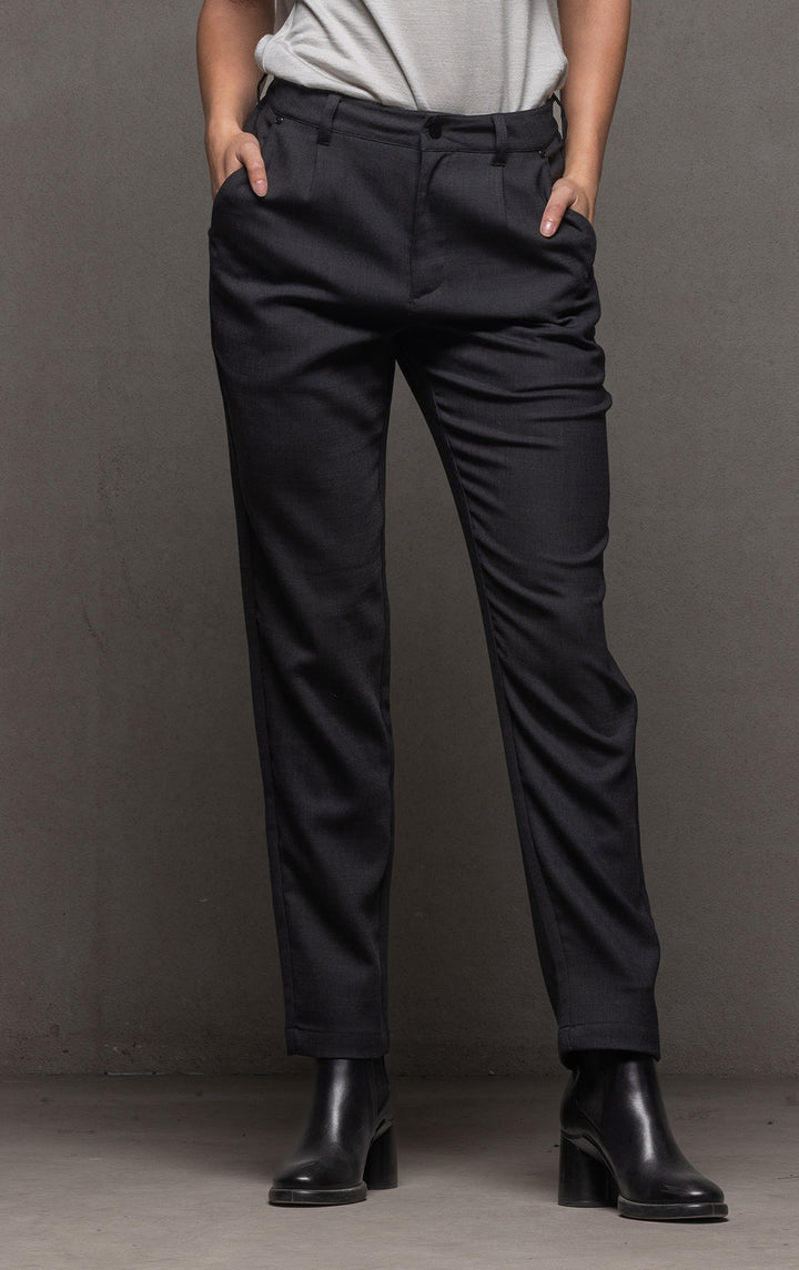 WOOL BLEND STRAIGHT LEG TROUSER
