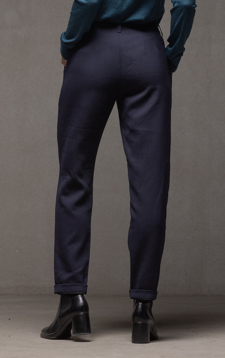 WOOL BLEND STRAIGHT LEG TROUSER