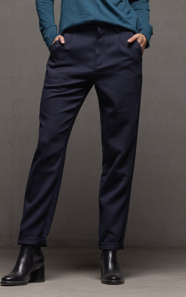 WOOL BLEND STRAIGHT LEG TROUSER