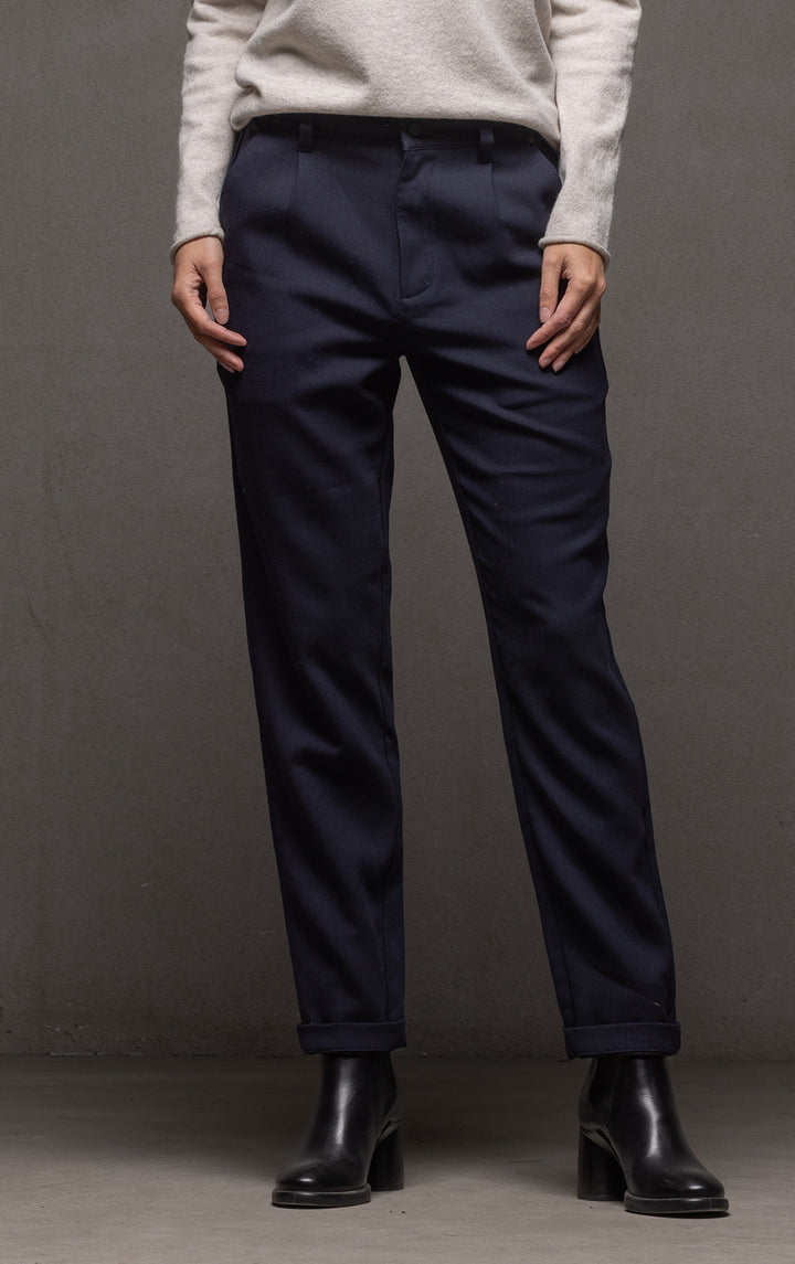 WOOL BLEND STRAIGHT LEG TROUSER