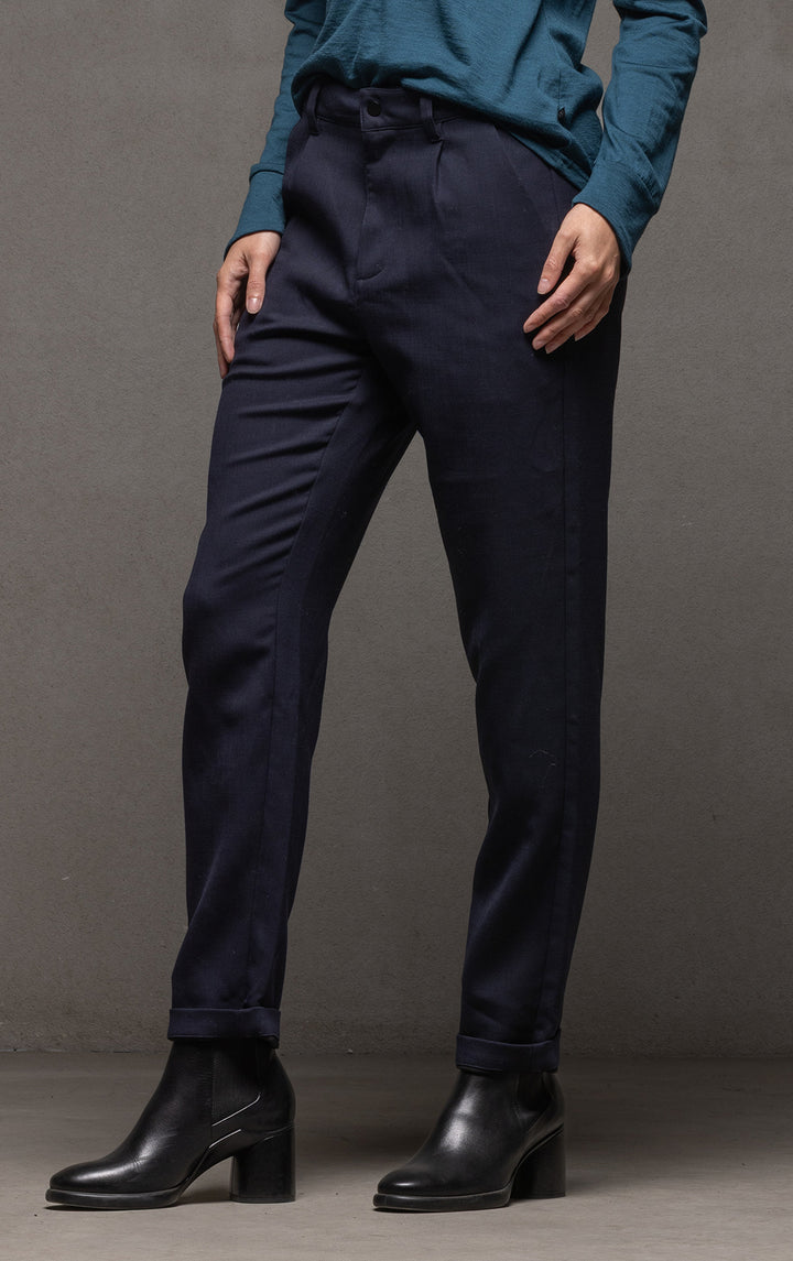 WOOL BLEND STRAIGHT LEG TROUSER
