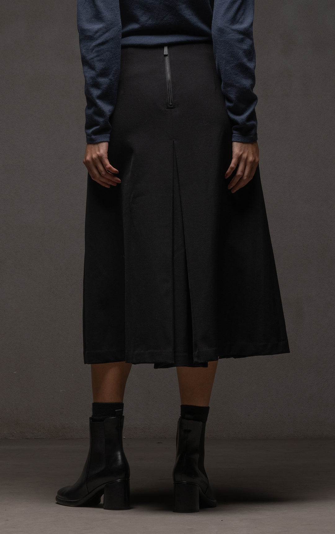WOOL BLEND BOX PLEAT SKIRT