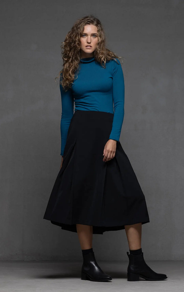 WOOL BLEND BOX PLEAT SKIRT 0