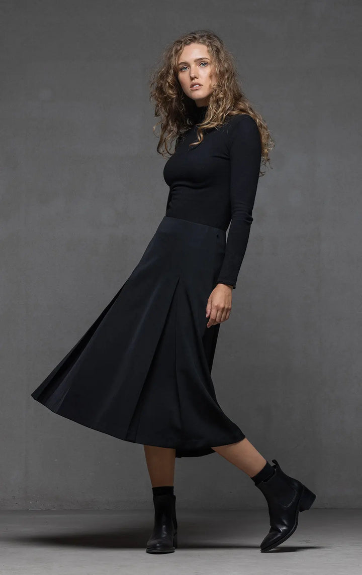 WOOL BLEND BOX PLEAT SKIRT 0