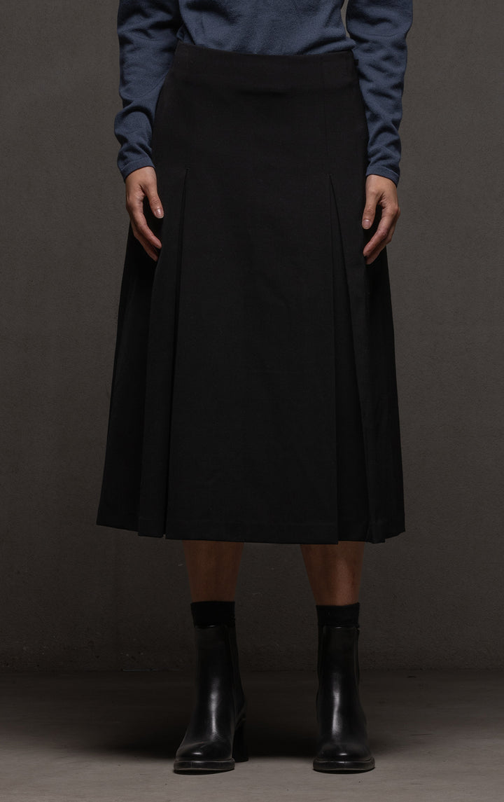 WOOL BLEND BOX PLEAT SKIRT