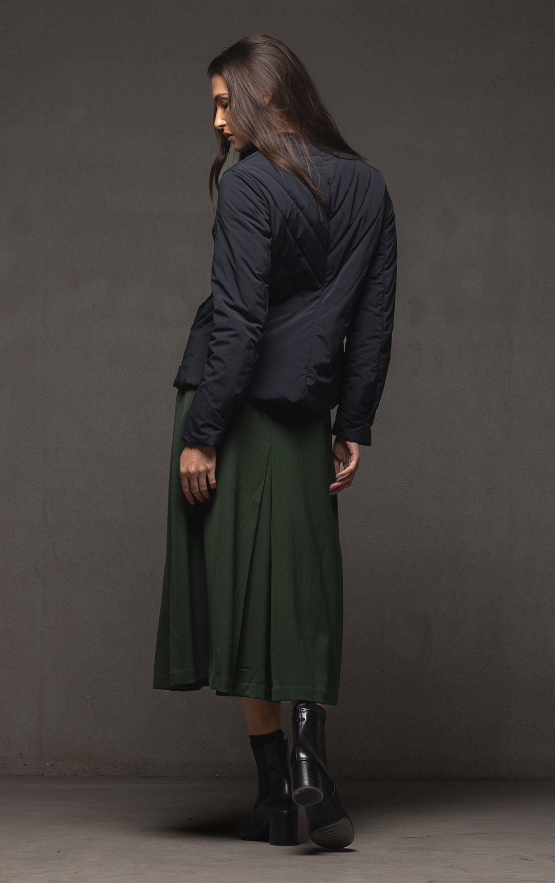 WOOL BLEND BOX PLEAT SKIRT