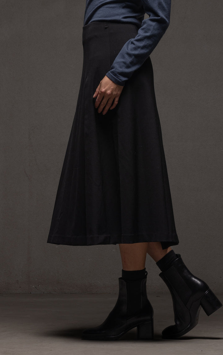 WOOL BLEND BOX PLEAT SKIRT