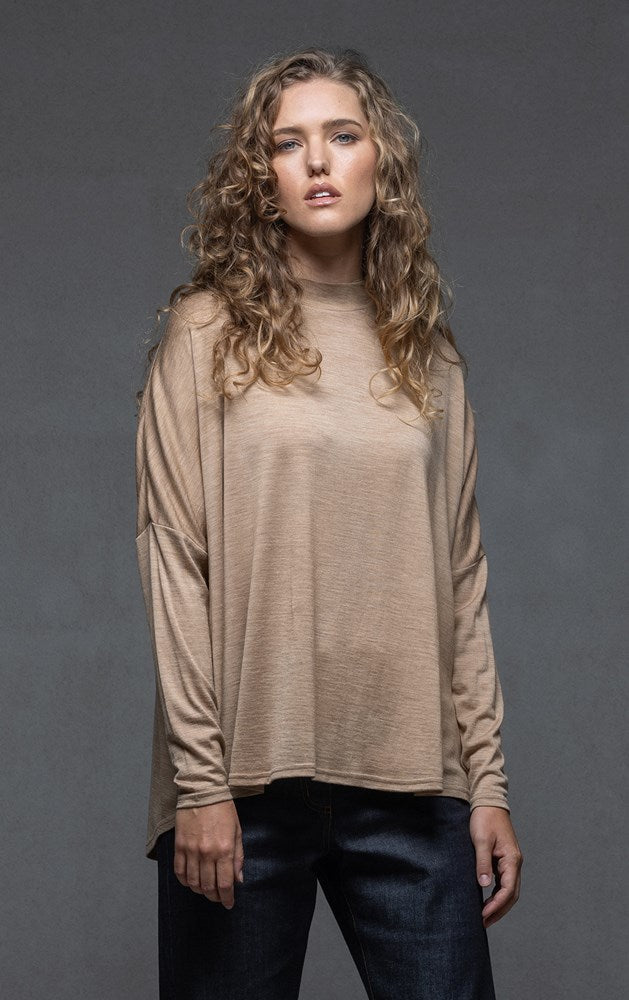 180GSM MERINO MOCKNECK TOP - CLEARANCE