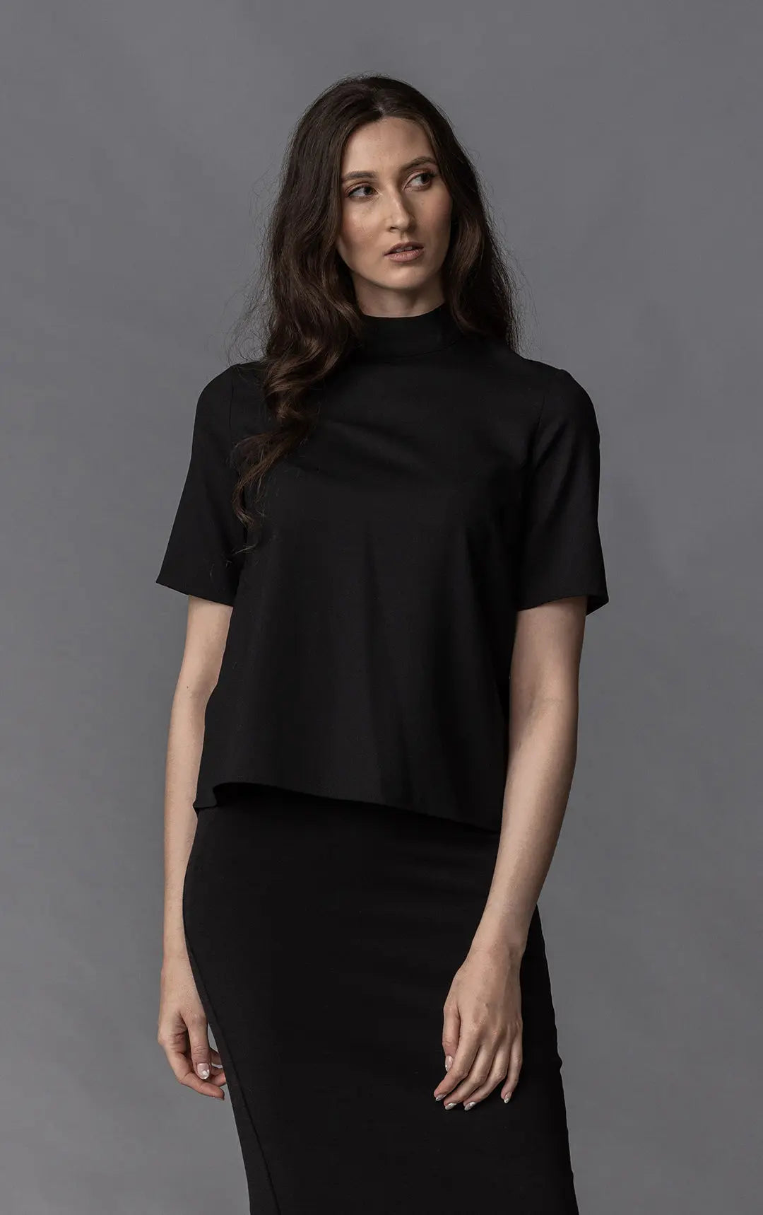 WOOL BLEND HIGH COLLAR TOP 0