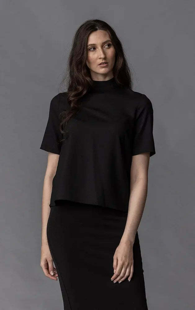 WOOL BLEND HIGH COLLAR TOP - CLEARANCE 0