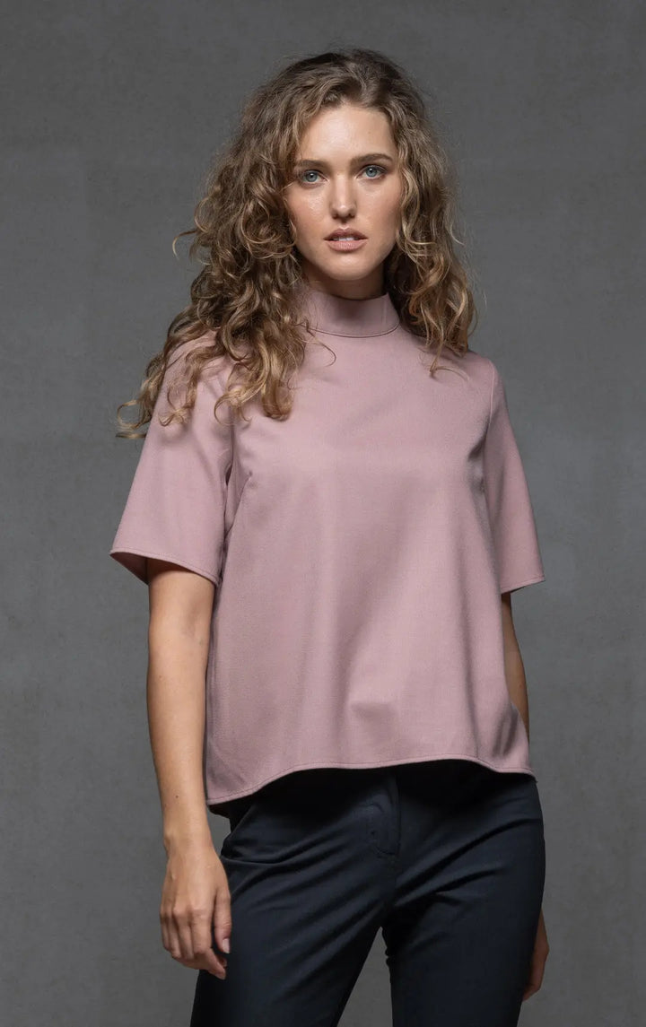 WOOL BLEND HIGH COLLAR TOP 0