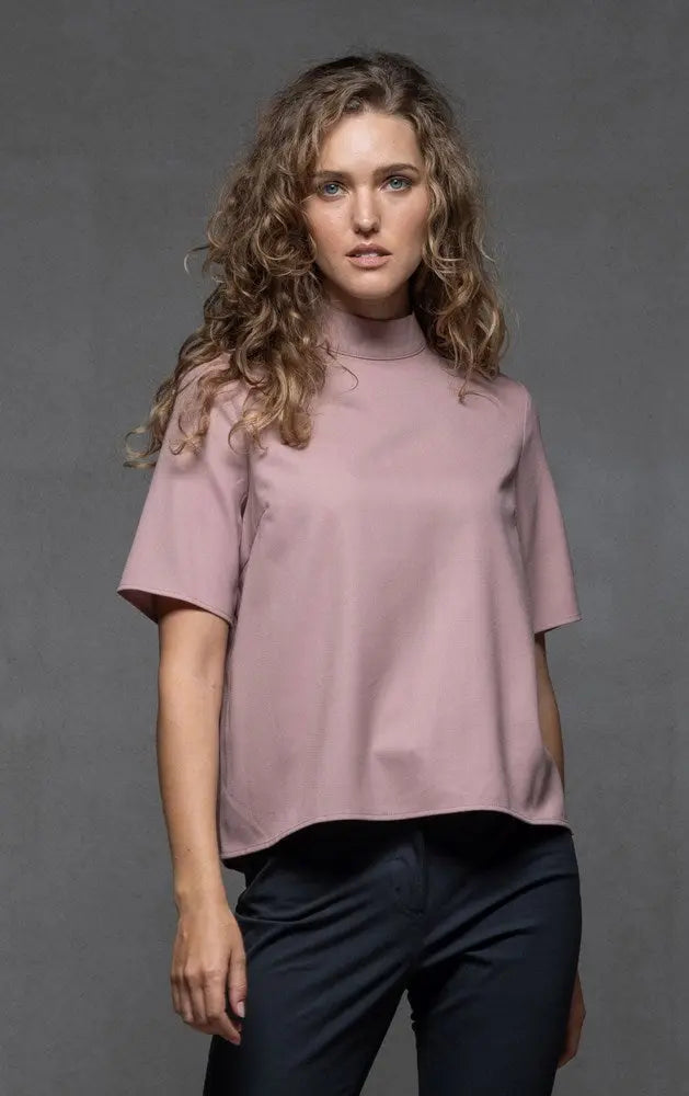 WOOL BLEND HIGH COLLAR TOP - CLEARANCE 0