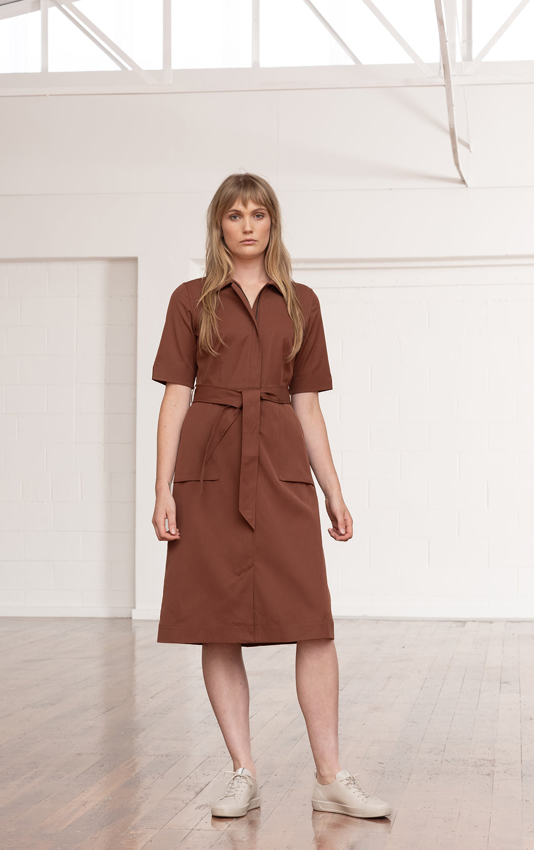 PERFORMANCE TWILL SHIRT DRESS - CLEARANCE