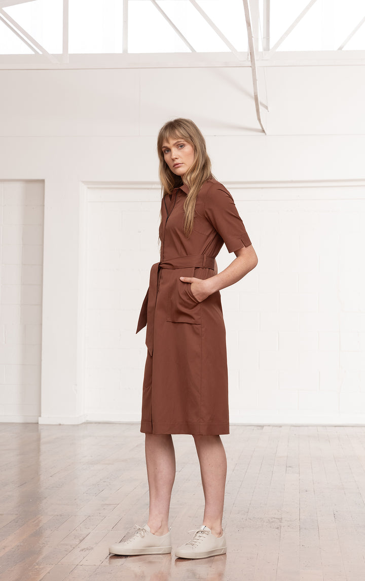 PERFORMANCE TWILL SHIRT DRESS - CLEARANCE